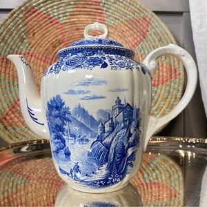 Villeroy & Boch Burgenland Germany White and Blue Coffee /Tea Pot Green Mark